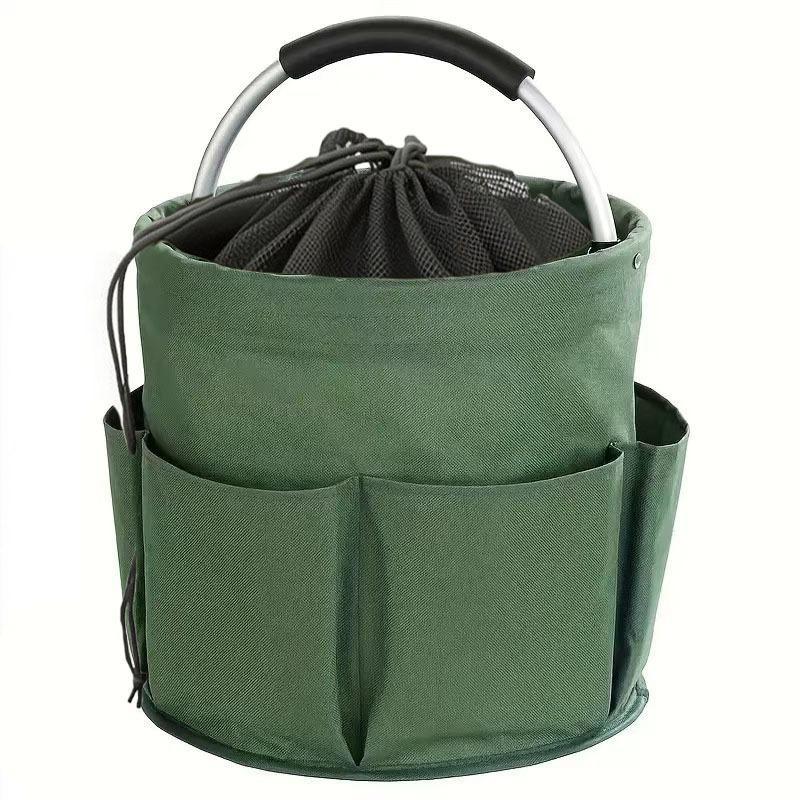Foldable storage bucket, portable shopping bag, outdoor camping barbecue and picnic basket, waterproof, multi-pocket design, aluminum handle, tool storage basket, bathroom storage, durable, travel storage