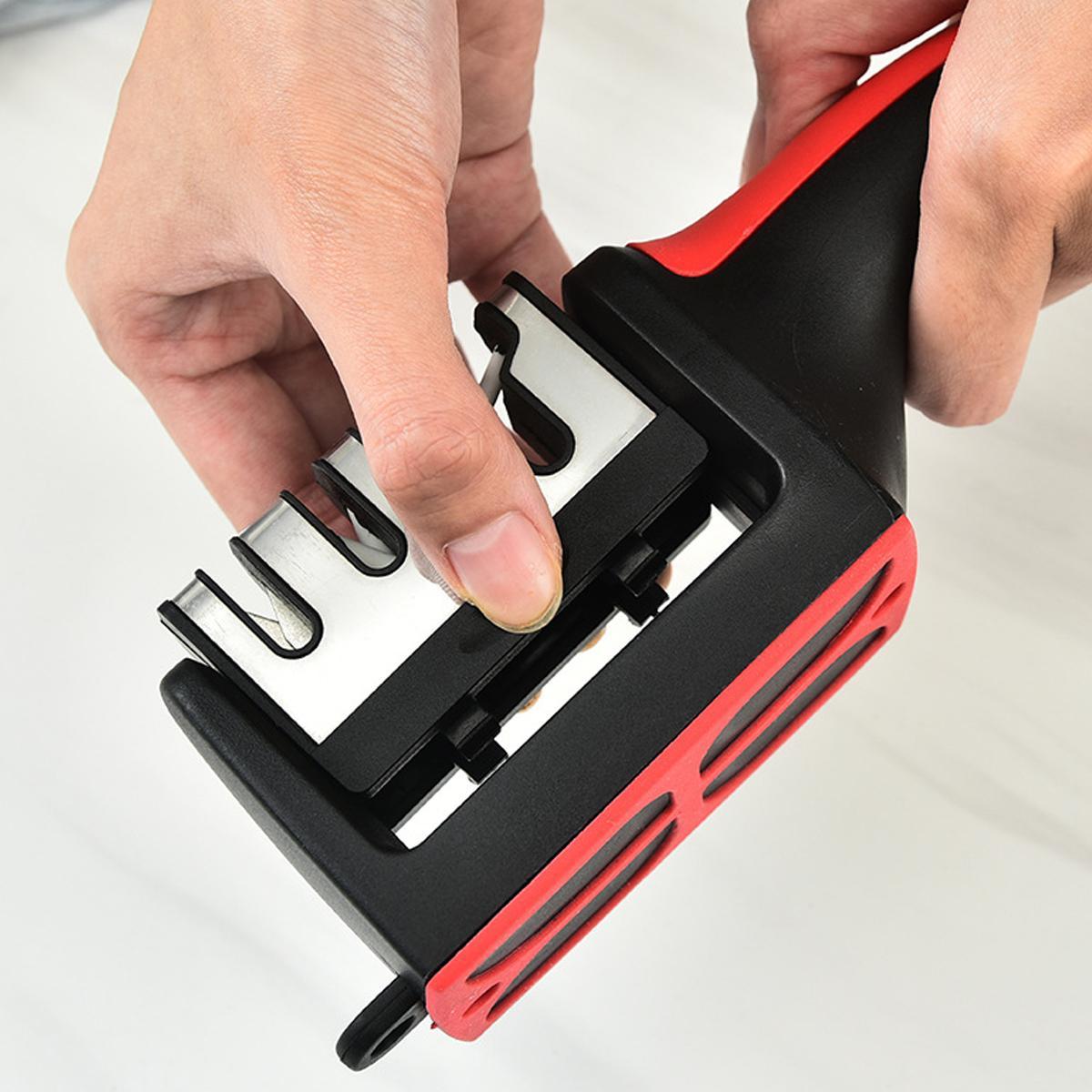 4-Stage Professional Knife Sharpener, Knife Sharpening Tool with Tungsten, Diamond & Ceramic Sharpening Stones, Sharpener Tool for Kitchen and Outdoor Use, Kitchenware