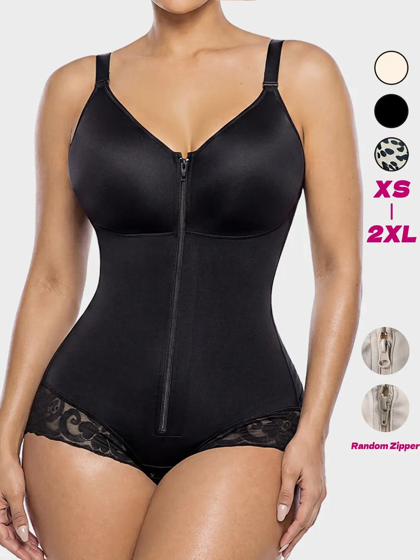 Colombian shapewear，Body Shaper Girdles Zip Front Sculpting Underwear Bodysuit for Women – Lightweight Waist Smoothing & Everyday Shape Support，Leopard print