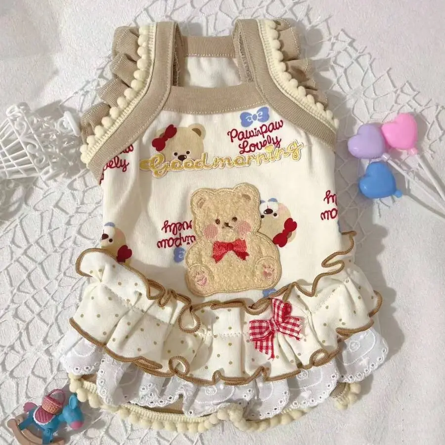 Cute Sweet Pet Tank Top Summer Outfit Breathable Lightweight Clothes For Dogs Cats Puppy Kitten