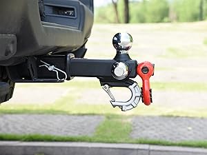 Trailer Hitch Tri-Ball Mount: with Swivel Tow Shackle and Tow Hook, fits for 2-inch Receiver, Chrome Trailer Ball Size 1-7/8", 2