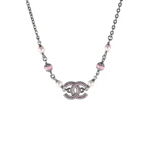 Pre-owned CHANEL 25B Double C Enamel Pearl Necklace AlloyP235398761