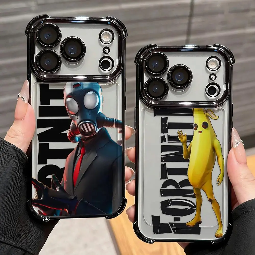 Game Hot F-Fo-rtnites Plating Phone Case for IPhone 17 16 15 14 13 12 11 Pro Max Air Plus Samsung Galaxy S26 S25 S24 S23 S22 Anti-Fall