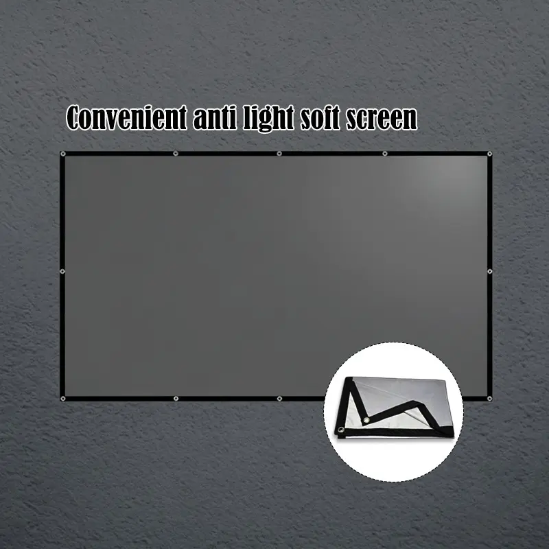 Anti-Glare Projection Screen Hook Mount, Wall-Mounted, 16:9 Ratio, 60-133 Inches, Home, Outdoor, Indoor, Camping, Meeting Room, Outdoor Projector Screen