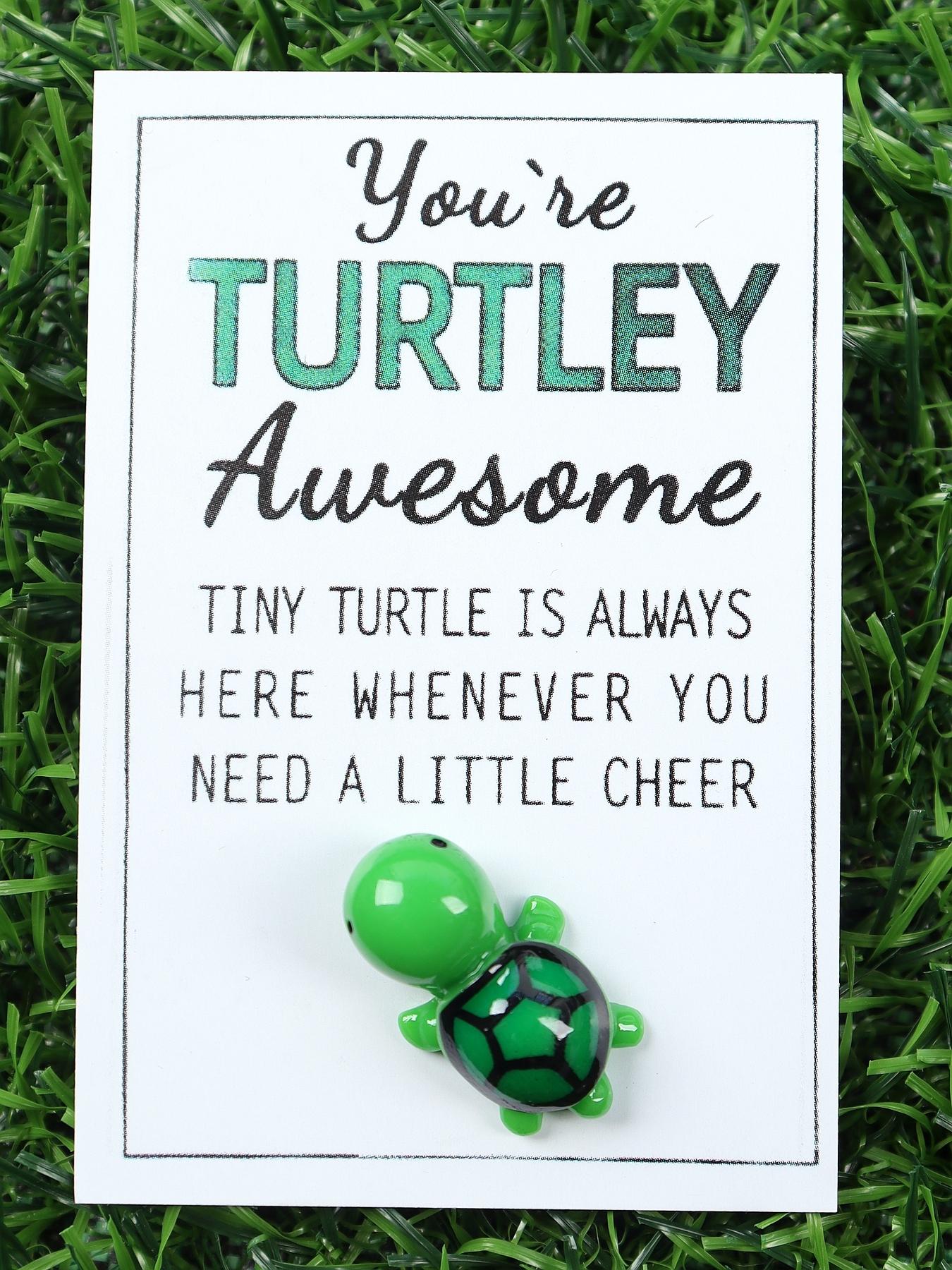 Cute Turtle Design Pendant with Card, 5 Counts Mini Resin Animal Shaped Charm, DIY Jewelry Accessories, Gift for Family, Friend, Colleague