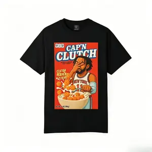 180g[100%cotton]Captain Clutch Jalen Brunson Knicks T Shirt Adult - Print on front