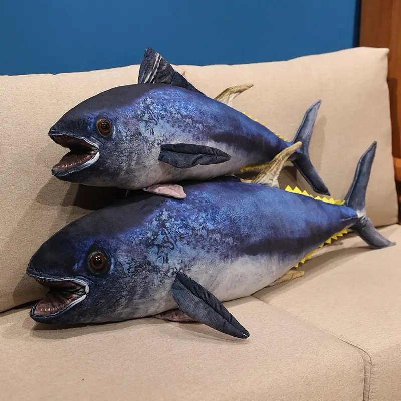 Realistic Tuna Pillow, Soft Plush Deep Sea Fish Toy, Long Strip Shape for Hugging, Fun Gift for Friends, Birthday, Christmas, Festival