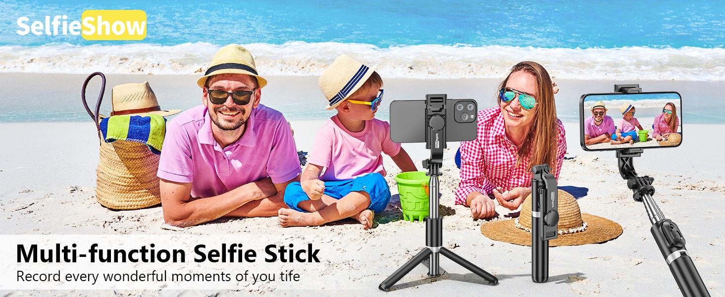 Selfie Stick Tripod, All in One Extendable & Portable iPhone Tripod Selfie Stick with Wireless Remote Compatible with iPhone 16 15 14 13 12 11 pro Xs Max 8 7, Galaxy Note10/S20/S10/OnePlus 9/9 PRO etc