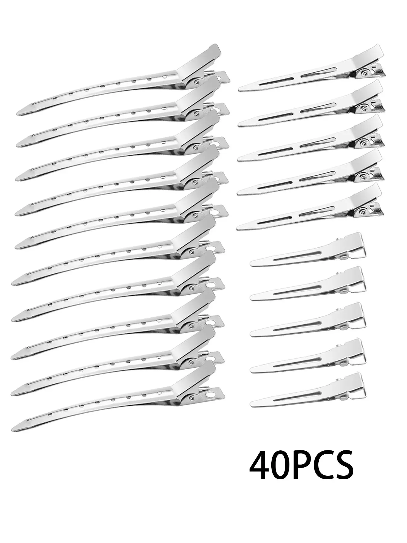 40pcs Metal Duck Billed Hair Clips for Styling Sectioning,Silver for Women Long Hair, Alligator Curl Clips for Hair Roller,Salon,Bows DIY, Hair Decor with Case