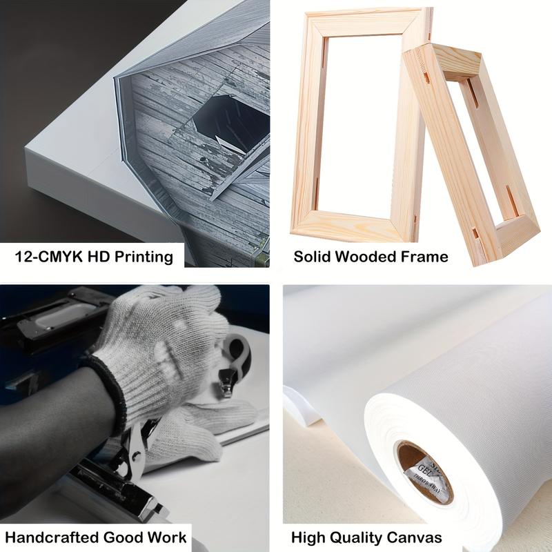 2D Flat, Valentine'S Day Heart Wall Art - Pink & Black Abstract Love Painting on Wrapped Canvas with Wood Frame, Retro Modern Minimalist Decor for Living Room, Bedroom, Bathroom