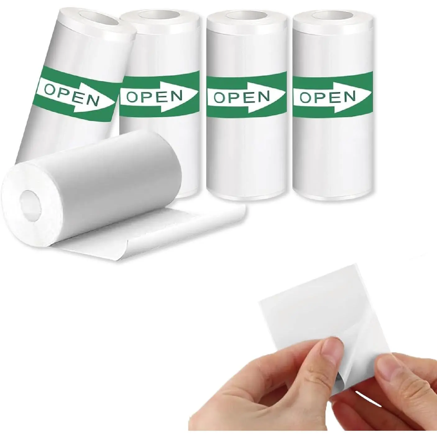 5 Rolls Self-Adhesive Thermal Paper for Mini Portable Printers, 57x25mm, Thermal Sticker Paper Compatible with T02/M02/M02S/M02 Pro, White Glossy Thermal Labels for Photo & Note Printing