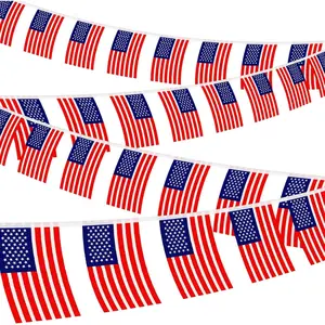American Flag Banner - 100PCS USA Flag Banners for Independence Day, Patriotic Events, Sports, Bars Decorations