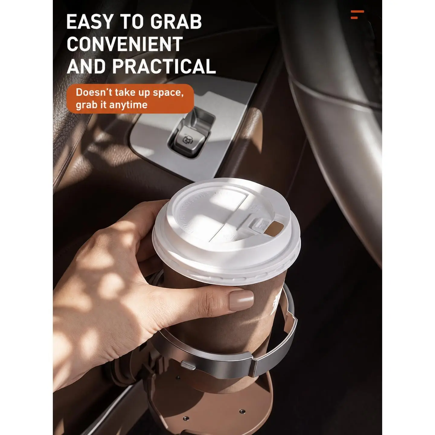 Universal Foldable Car Cup Holder with Hook, Space-Saving Vehicle Drink Holder for Bottles, Coffee Cups & Tumblers, Car Interior Storage Organizer