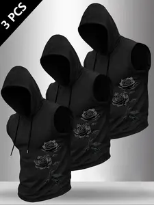 Men’s 3‑Pack Faith Blessed Cross Graphic Sleeveless Hoodies, Religious Themed Print Athletic Tank Tops, Gym Workout Streetwear Outfits#FaithCrossHoodie #ReligiousGymWear #BlessedGraphicTank #3PackMensHoodies #TikTokFashion#WorkoutSleevelessTop