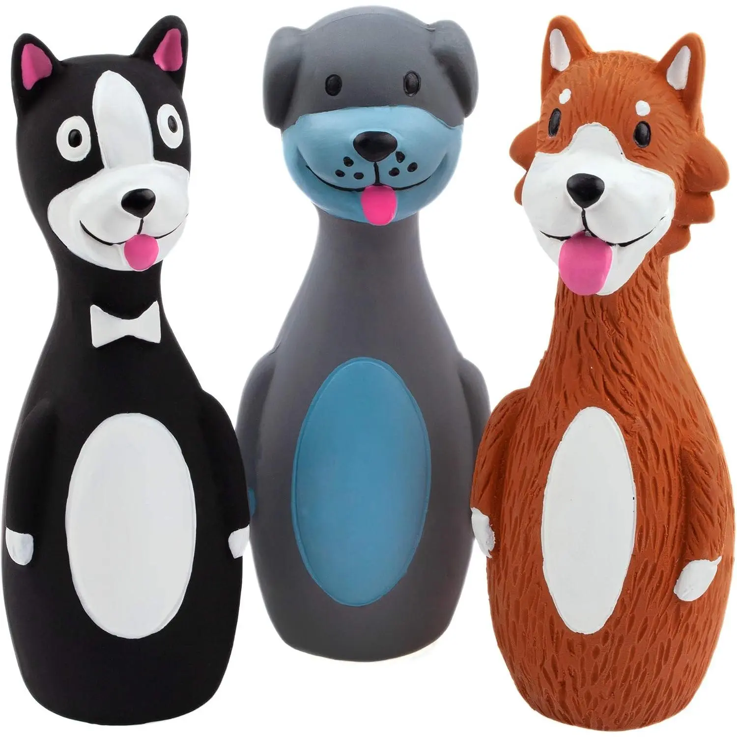 3 Pack 5.7 Inch Squeaky Latex  Toys Standing Stick    Puppy Fetch Interactive Play for Small Dogs