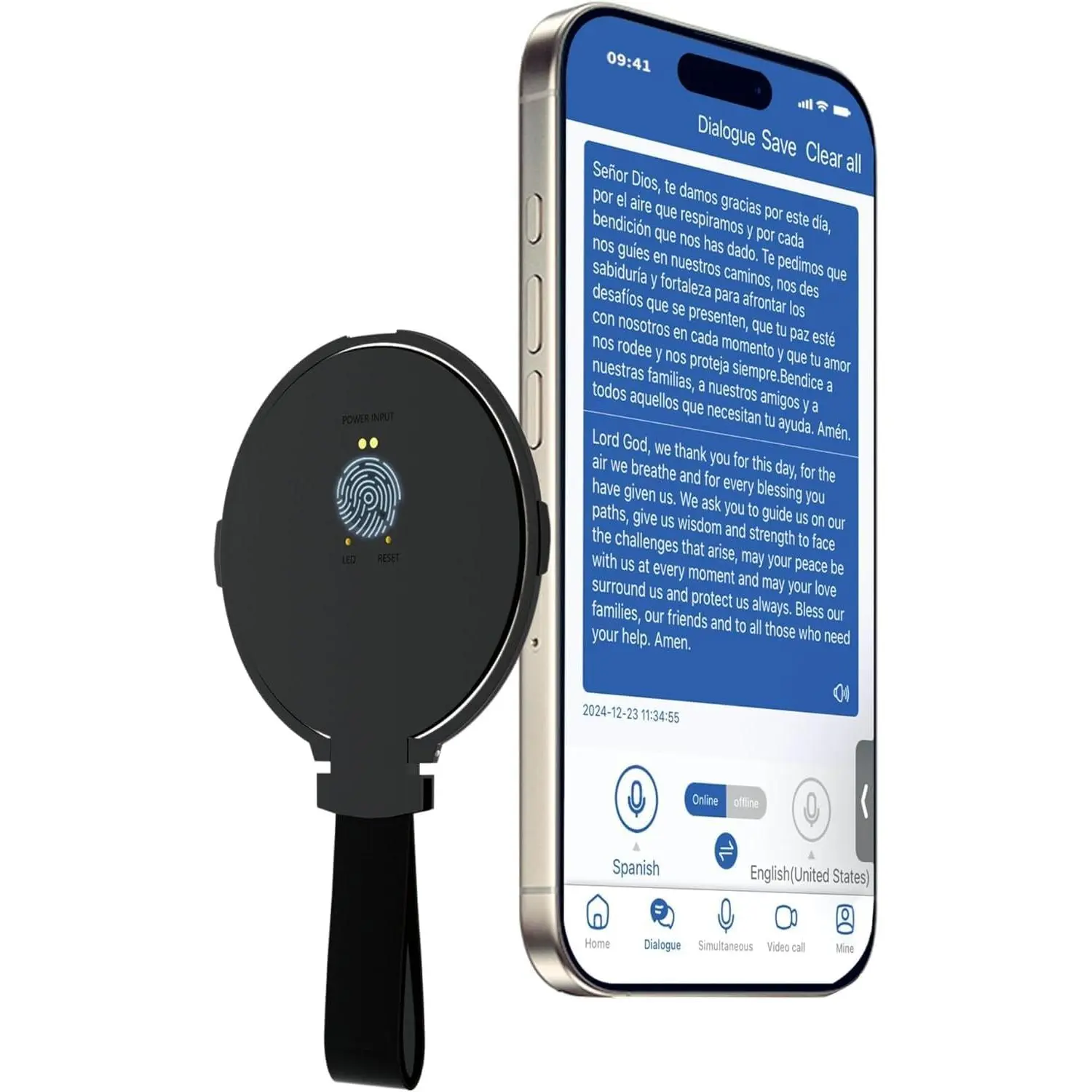 Language Translator Device for  Languages, Pocket AI Real Time Translation Device, Voice//Photo/Call/Offline Translate for Travel, Business & Learning (Black)