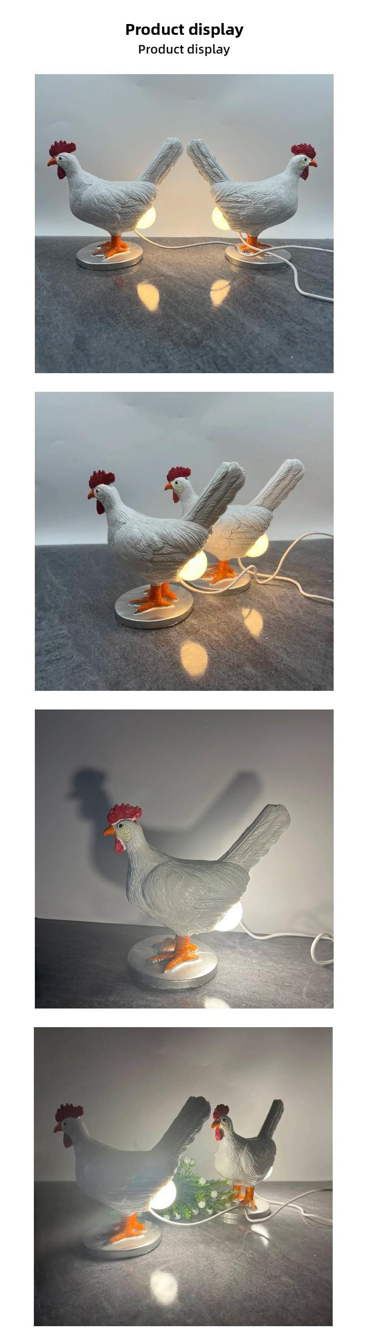 Night light resin simulation of a white laying hen decoration, a unique and novel bedroom home decor night light