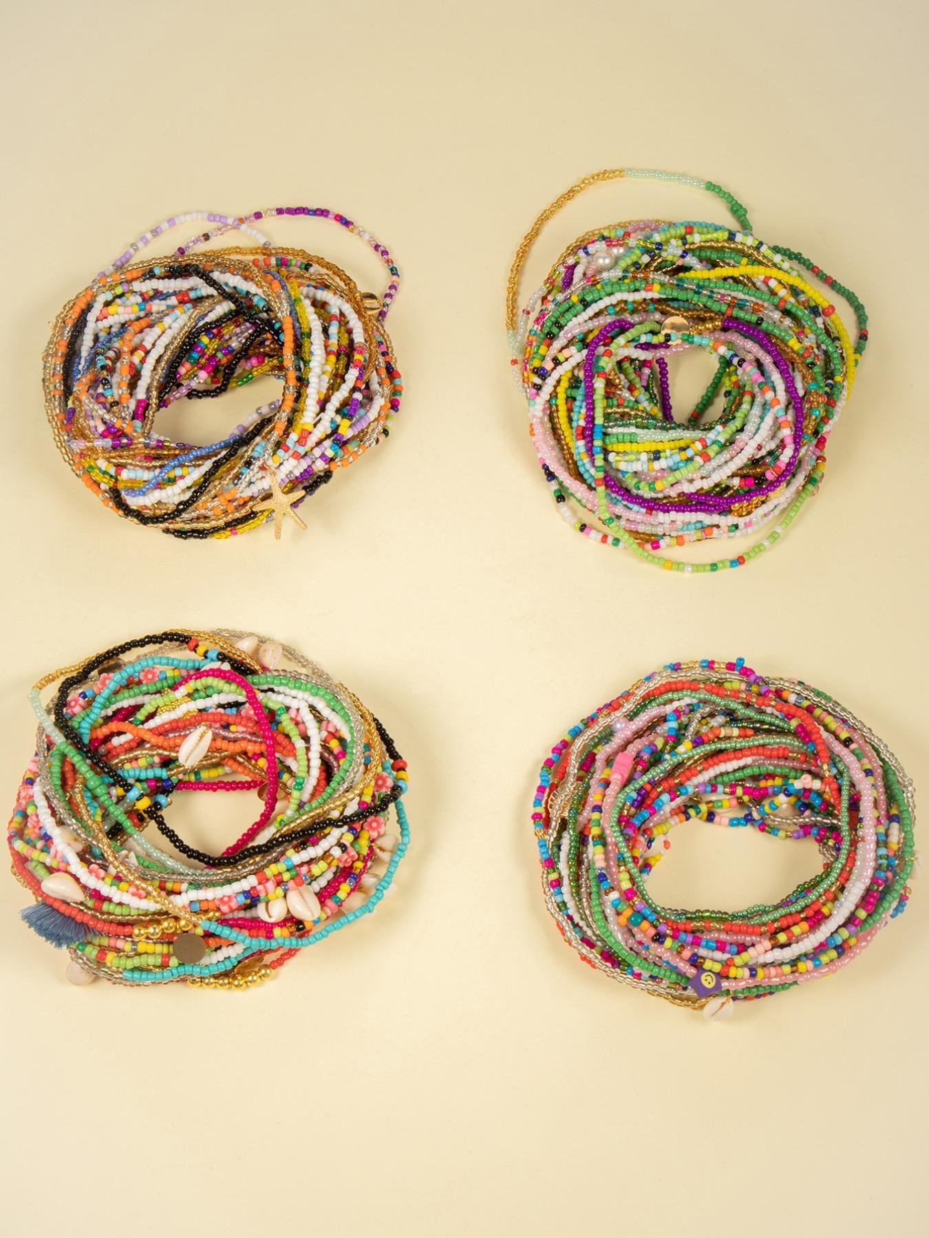 Random Color Beaded Elastic Waist Chain, Boho Jewelry for Women and Girls, Fashion Accessory for Party and Daily Wear, Trendy Birthday Gift for Her