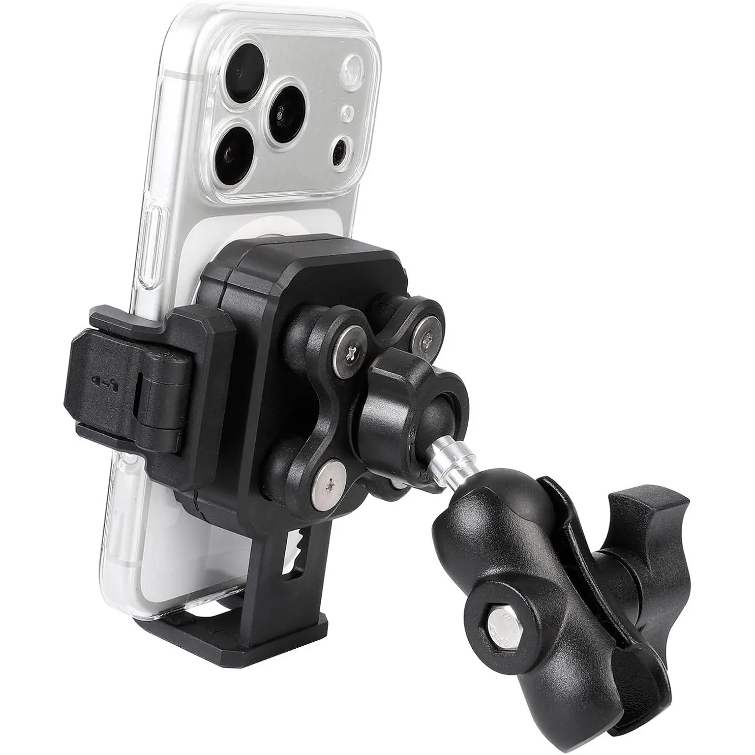 1" Ball Phone Mount Holder with Vibration Dampener & 2.36" Short Double Socket Arm, Compatible with RAM B Size Mounts, Fits 5-7.2'' Phones, for Motorcycle Bike Boat ATV UTV Car Truck