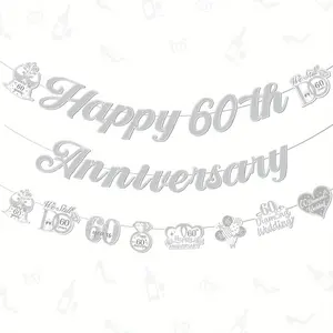 1Set 60th Anniversary Decoration Happy 60th Wedding Anniversary Banner 60 Diamond Wedding Garlands Banner We Still Do 60 Years Cheers to 60 Years Decor for Celebration 60 Engagement Party Supplies