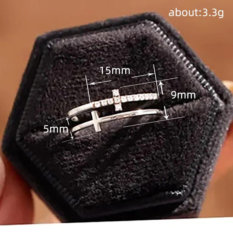 Double Layer Cross Ring for Women | Minimalist Ins Style CZ Statement Jewelry
