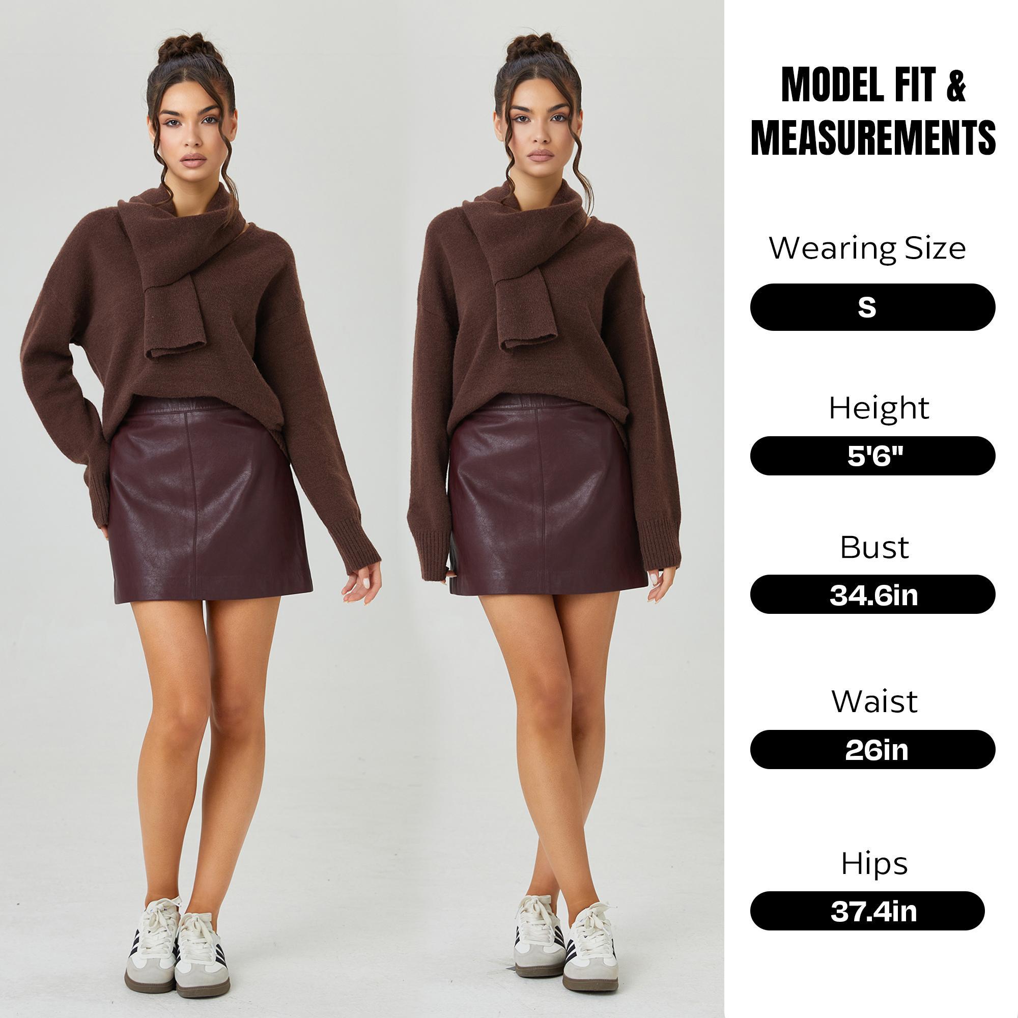 Women's Versatile Solid Color High Waist Invisible Zipper PU Mini Skirt, Classy Street Womenswear, Elegant Women's Bottom, Chic A-Line Skirt