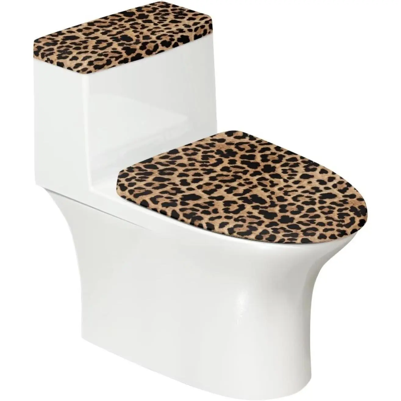 Splash Resistant Durable Toilet Lid and Seat Cover with Elastic Edge Fits Most Round & Elongated Toilets Keeps Dust Stain Off Leopard Bathroom Decor