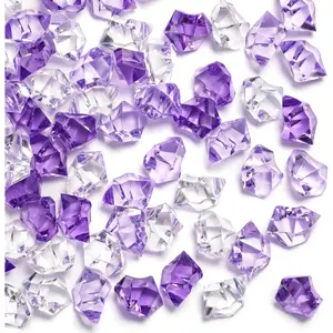 DomeStar 150PCS Fake Ice, Vase Filler Purple Fake Diamonds Plastic Clear Gems Crystals for Table Scatter Decoration