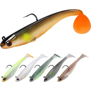 TRUSCEND Shadtale Easy Catch Soft Fishing Lures with BKK Hooks - Trembly Sinking and Vibrating Swim for More Bites, Pre-Rigged Swimbaits for Bass, Trout, Crappie, Walleye, Freshwater Saltwater Fishing