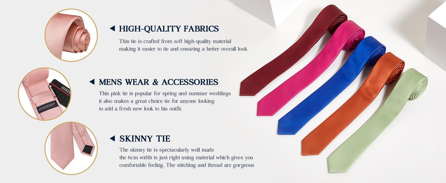 Slim Tie for Men Solid Color 6cm Classic Formal Business Tie for Weddings and All Occasions