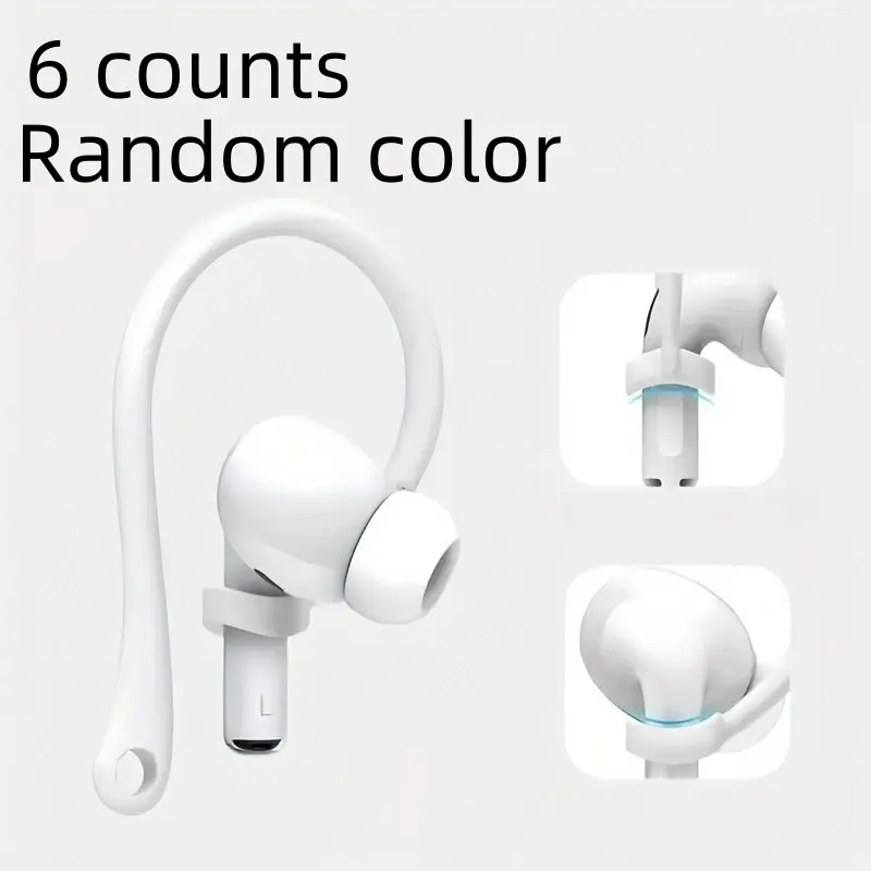 6 Pairs Wireless Earphone Holder, Anti-Loss Ear Hooks, Soft Compact Design, Ideal for Running, Walking, Camping, Random Colors