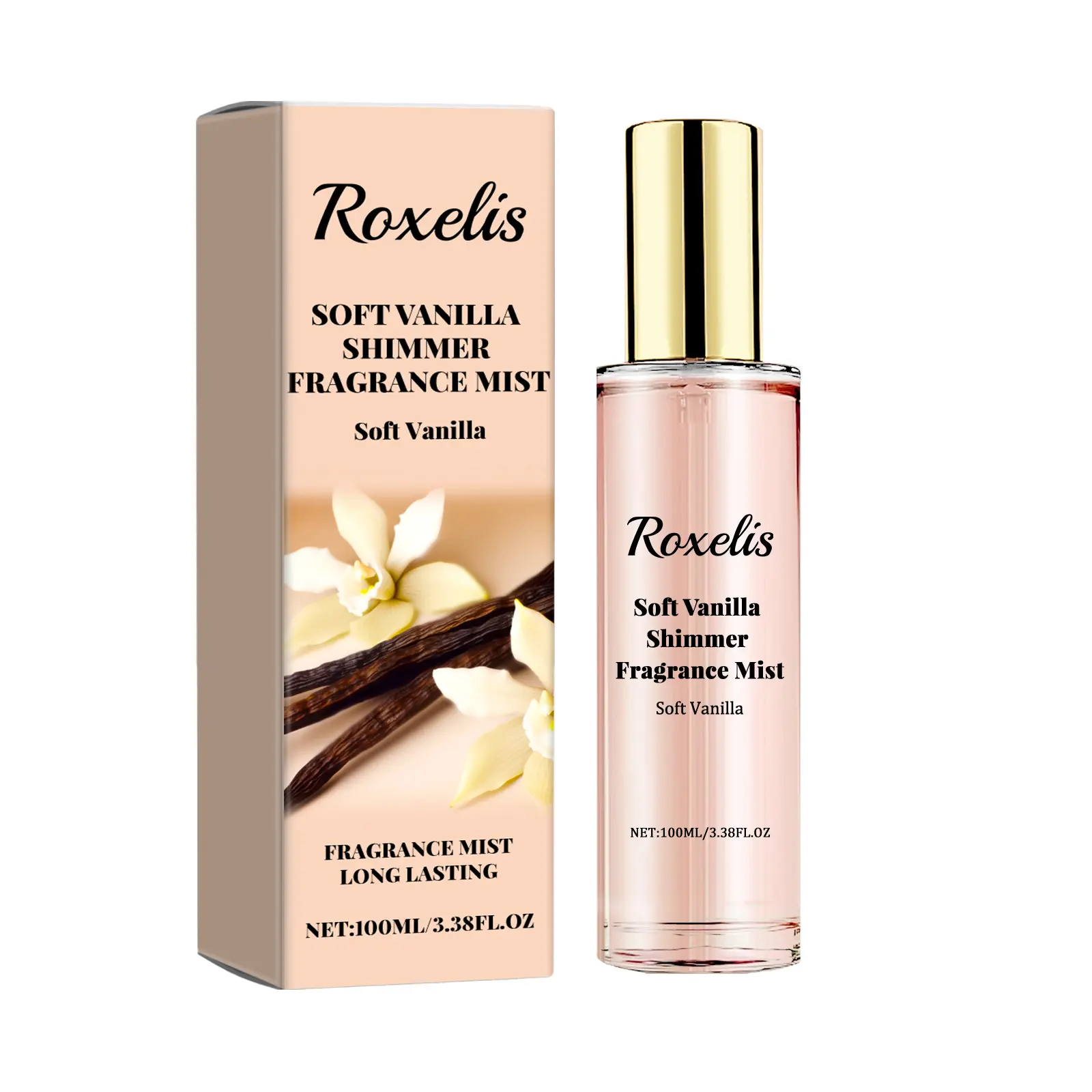 Shimmer Fragrance Mist with Visual Glitter, Long-Lasting Soft Vanilla & Cherry Scent, Unisex Body Spray for Date Night - 100ml, Romantic Glow, Boost Appeal
