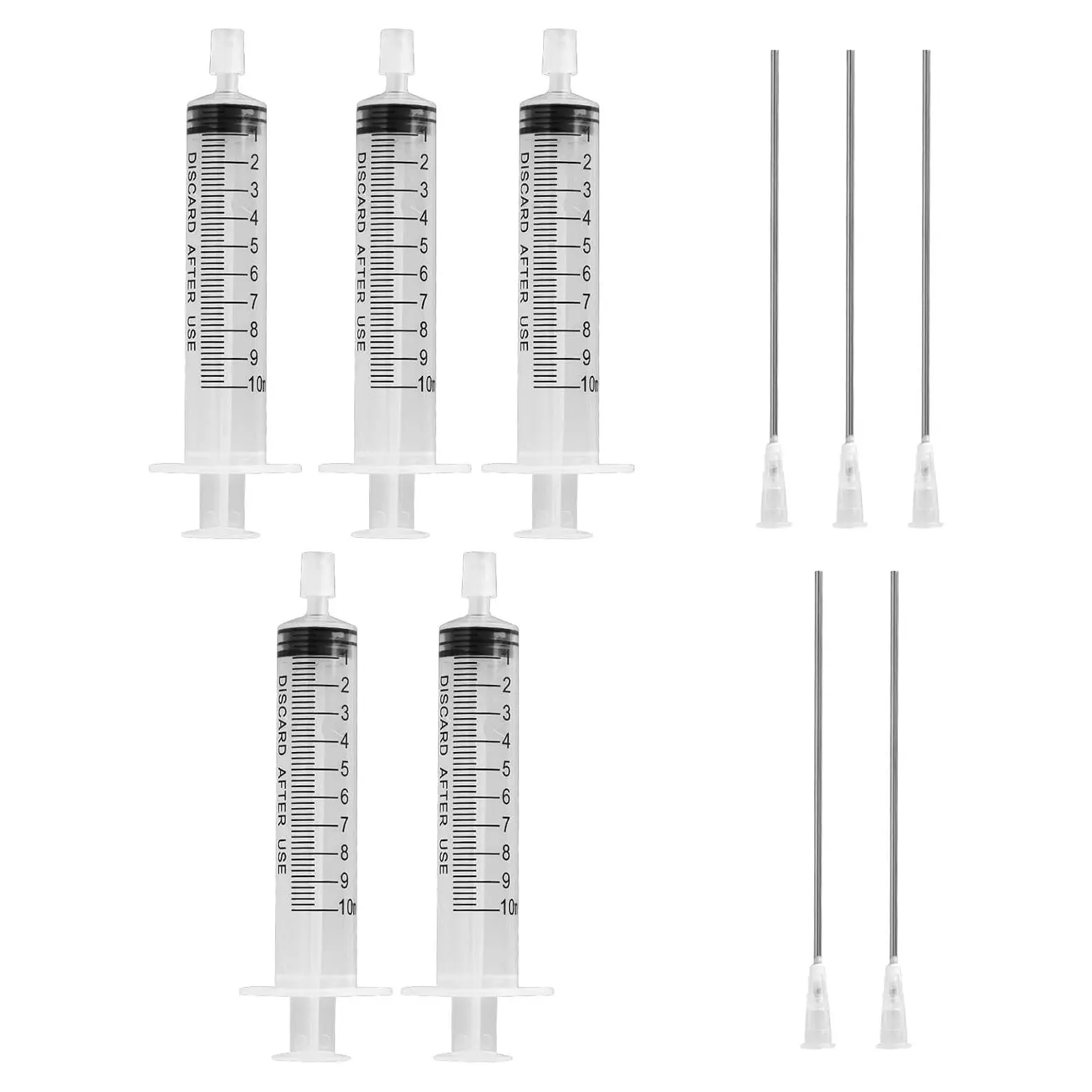 5 Pack 10ml Plastic Syringe Extractor Decanter Kit with Blunt Stainless Steel Needle Tips for Perfume, Ink, Pen, Printer Refilling, Liquid Dispensing and MeasuringGift