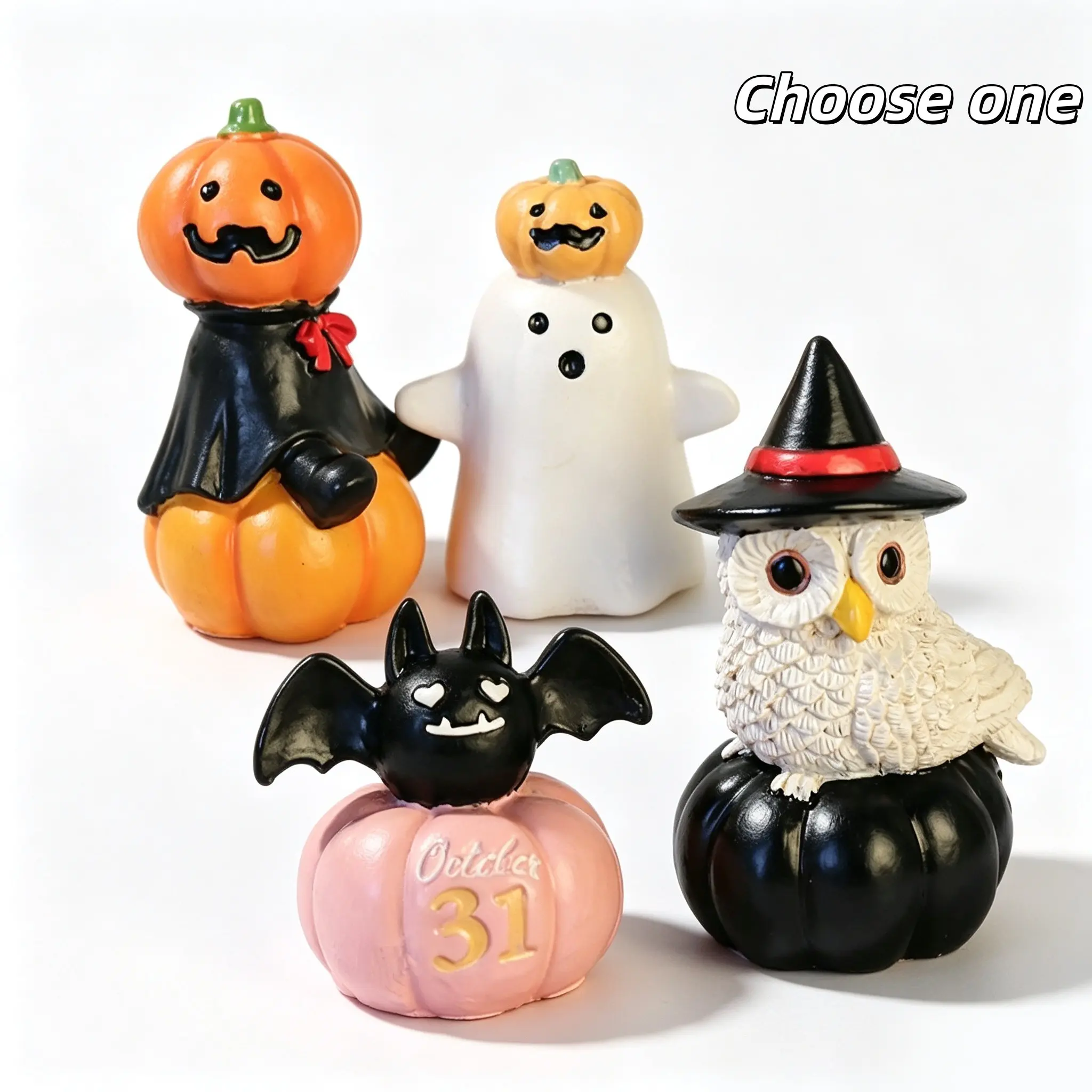 Halloween Resin Ornament, Cute Pumpkin Ghost Owl Design, Indoor Party Decor, Perfect Holiday Gift for Friends and Family