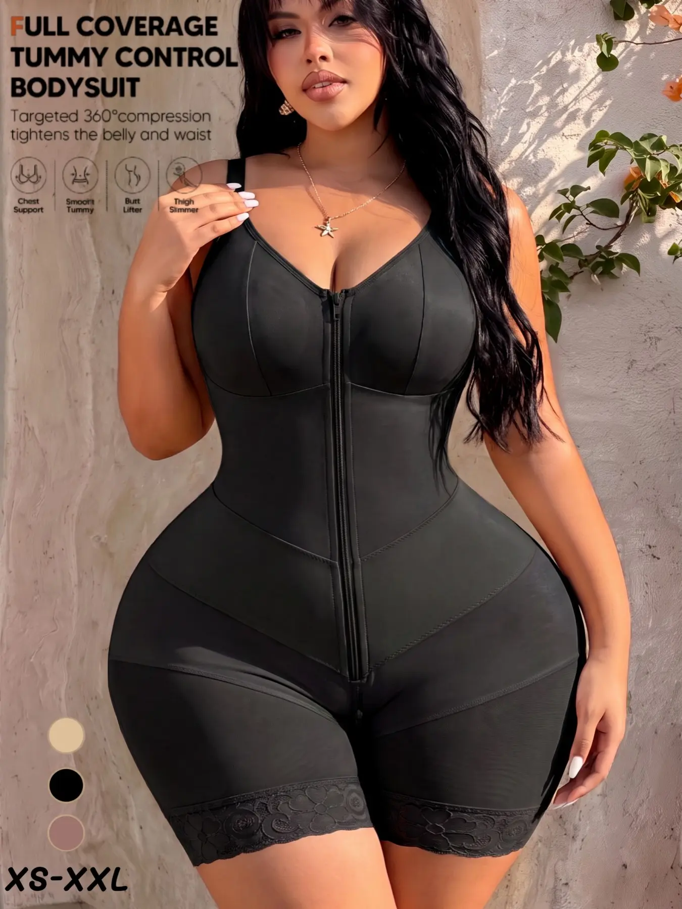 1 Count Women's Solid Color Waist Double Compression Bodysuit, Fajas, V-Shaped Waist Cinching and Butt Lifting Body Shaper, Colombian Fashion Shapewear, Gentle Breathable Jumpsuit with Thin Shoulder Straps, Suitable for Office Use & Party