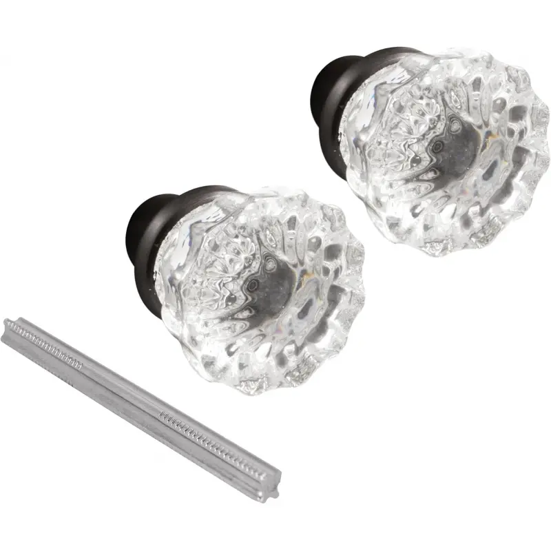 Recessed Groove Glass Door Handle Set - 2 in Specs External Diameter Knob, Ideal for Replacing Damaged Antique Interior Door Locks