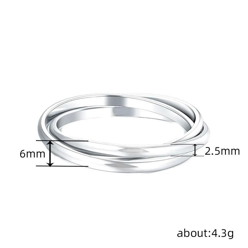 Ring, three row rolling interlocking stacked ring, high polished ring, suitable for daily wear by men and women, a great gift for people