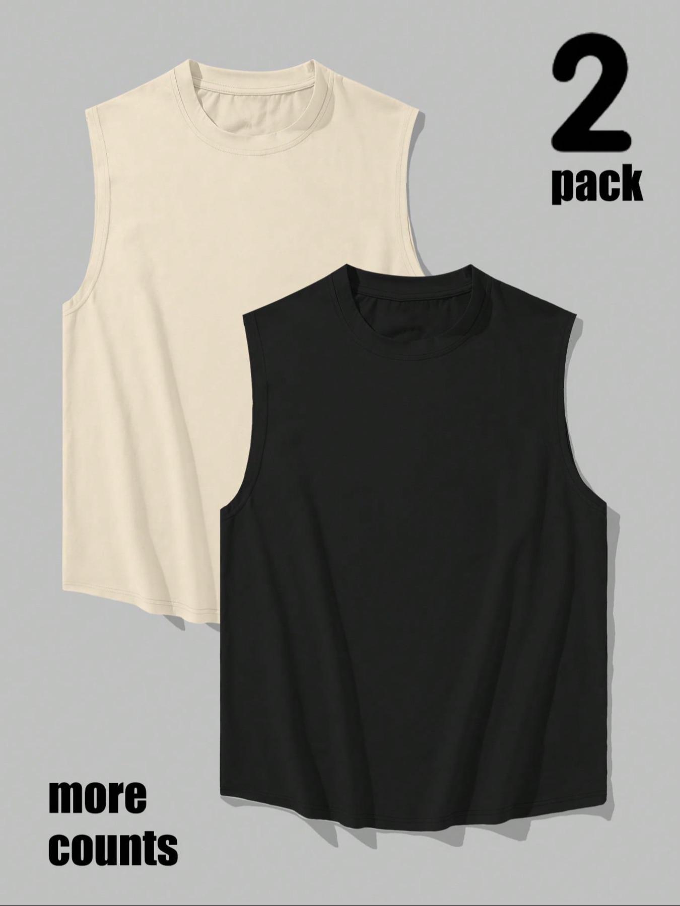 Men's Basic Solid Round Neck Sleep Tank Top, Regular Fit Casual Comfy Sleeveless Pajama Top for Summer, Women's Sleepwear