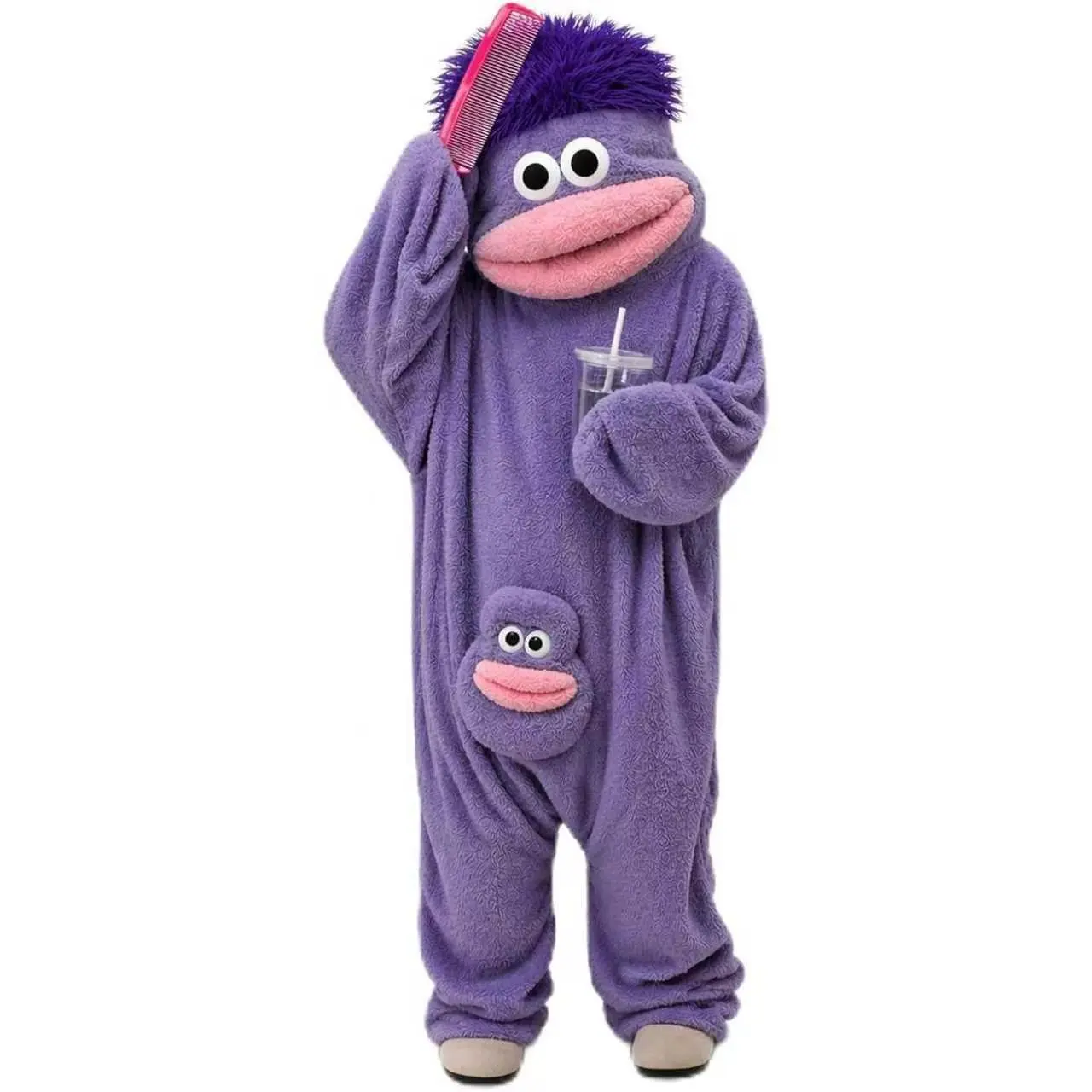 Plus Size Funny Monster Frog Onesie Pajamas for Adults, Soft Plush Fleece Hooded Cosplay Jumpsuit with Comb, Oversized Loose Fit Warm Full-Body Long Sleeve Loungewear for Halloween Party Sleepover Casual Home & Holiday Gift"