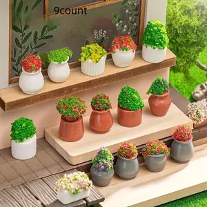 10 mini potted plants, simulated floret models, micro-landscape decorative pots, suitable for miniature gardens and model train layout.
