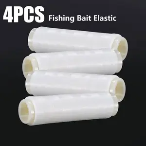 4Pcs High Tensile Elastic Fishing Line, Invisible Fishing Bait Elastic Thread, Keeping Bait On Hook, Sea Fishing Hook Material, Bait Saver, Spool Stretchy Fishing Line for Salmon Sturgeon Bass, Bait Thread, Fishing Bait Tie