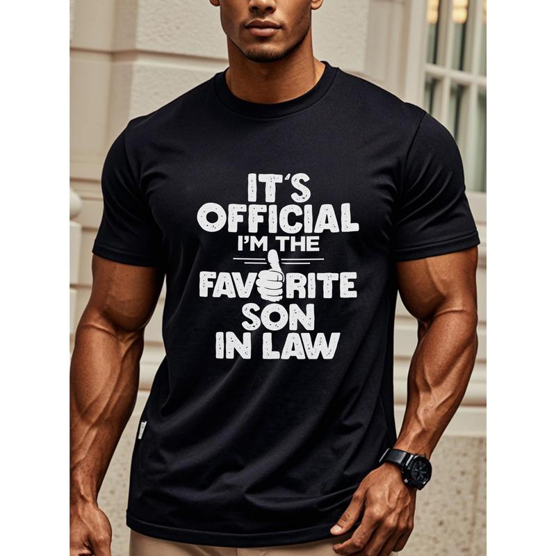 Official certification: The most popular son-in-law Men's casual T-shirt, black graphic T-shirt, round neck cotton, soft, fun, fashionable, super soft, breathable, moisture wicking, suitable for running and weekends
