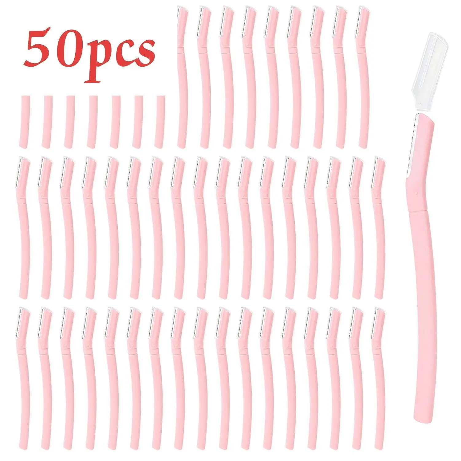 50pcs Pastel Color Eyebrow Razors, Anti-Slip Handle, Protective Cover, Safe Dermaplaning Shaver, Multipurpose Beauty Tools for Women, Beauty Care Tool