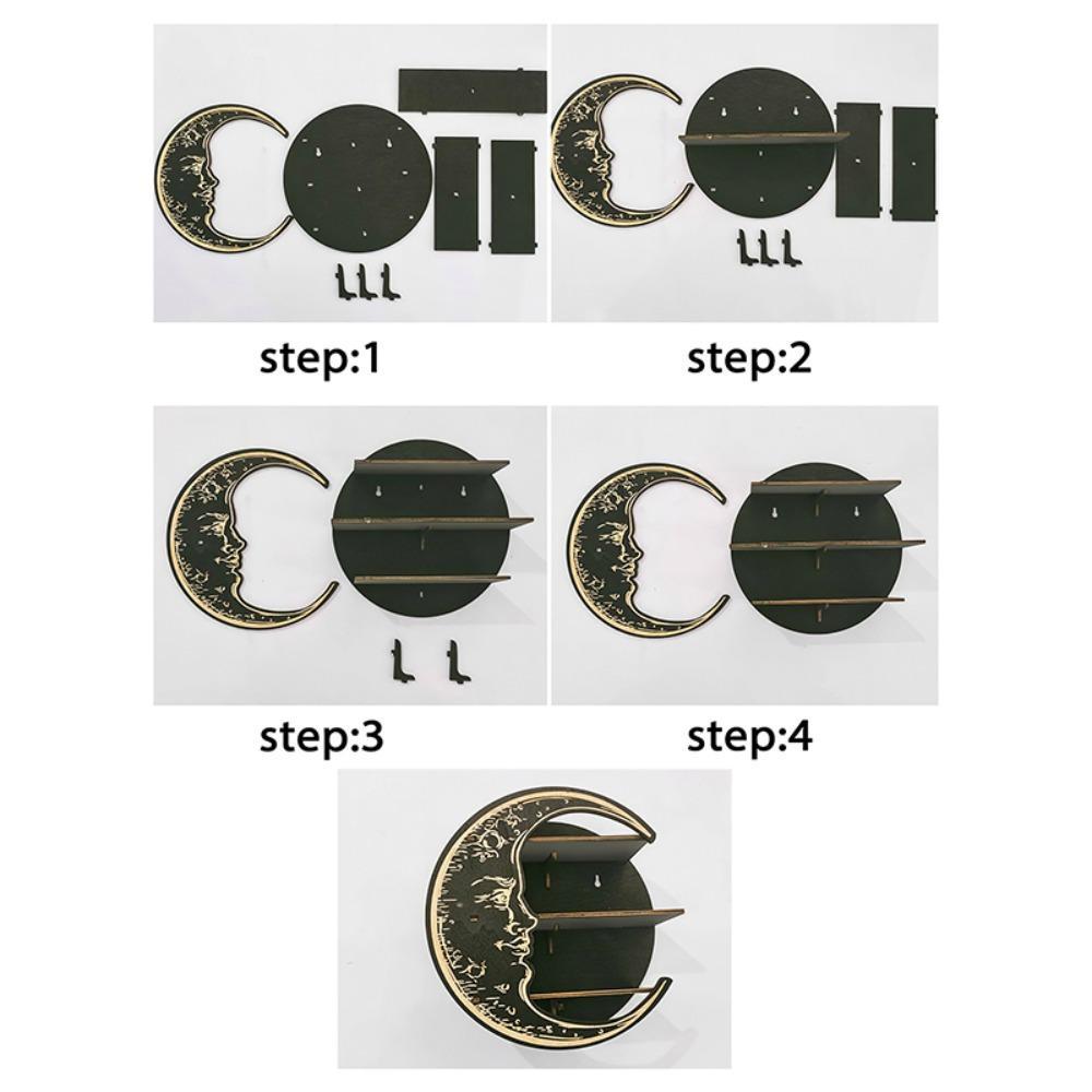 Moon Design Wall Rack for Room Decor, 1 Count Creative Home Decor Wooden Shelf for Ornaments Display, Wall Mounted Storage Rack, Hanging Wall Decor, Wall Mounted Organizer