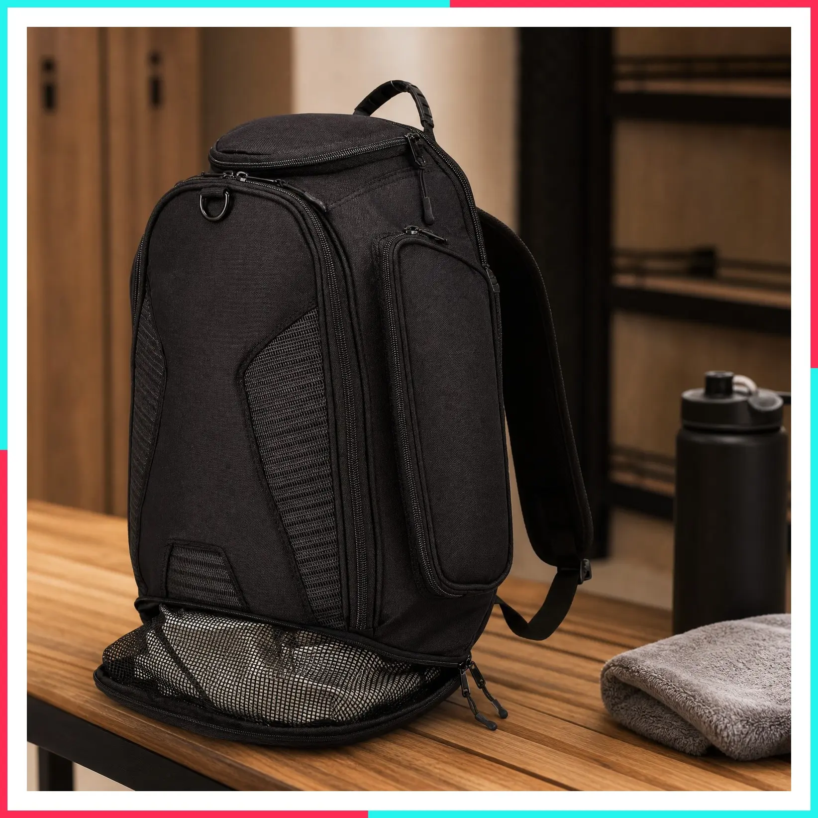 Expandable Gym Duffel Backpack for MMA, BJJ, Jiu Jitsu, Boxing Gear - Athletic Sports Travel Bag