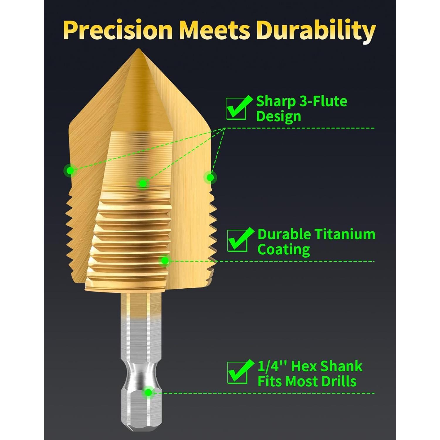 Pipe Threading Tool 1/2'' & 3/4'' Dual-Function PVC Pipe Threader Kit, Electric Drill Compatible Internal and External Thread  Tool for PVC Plastic Pipes