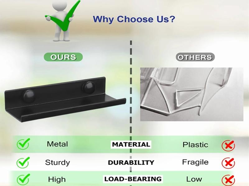 BASIC SUPPLY Vinyl Wall Mount 6 Pack, Black Metal Vinyl Holder Wall Display Shelf Record Wall Mount Stand for Albums LP Minimalist Record Wall Storage Set for CD Display in Office Home