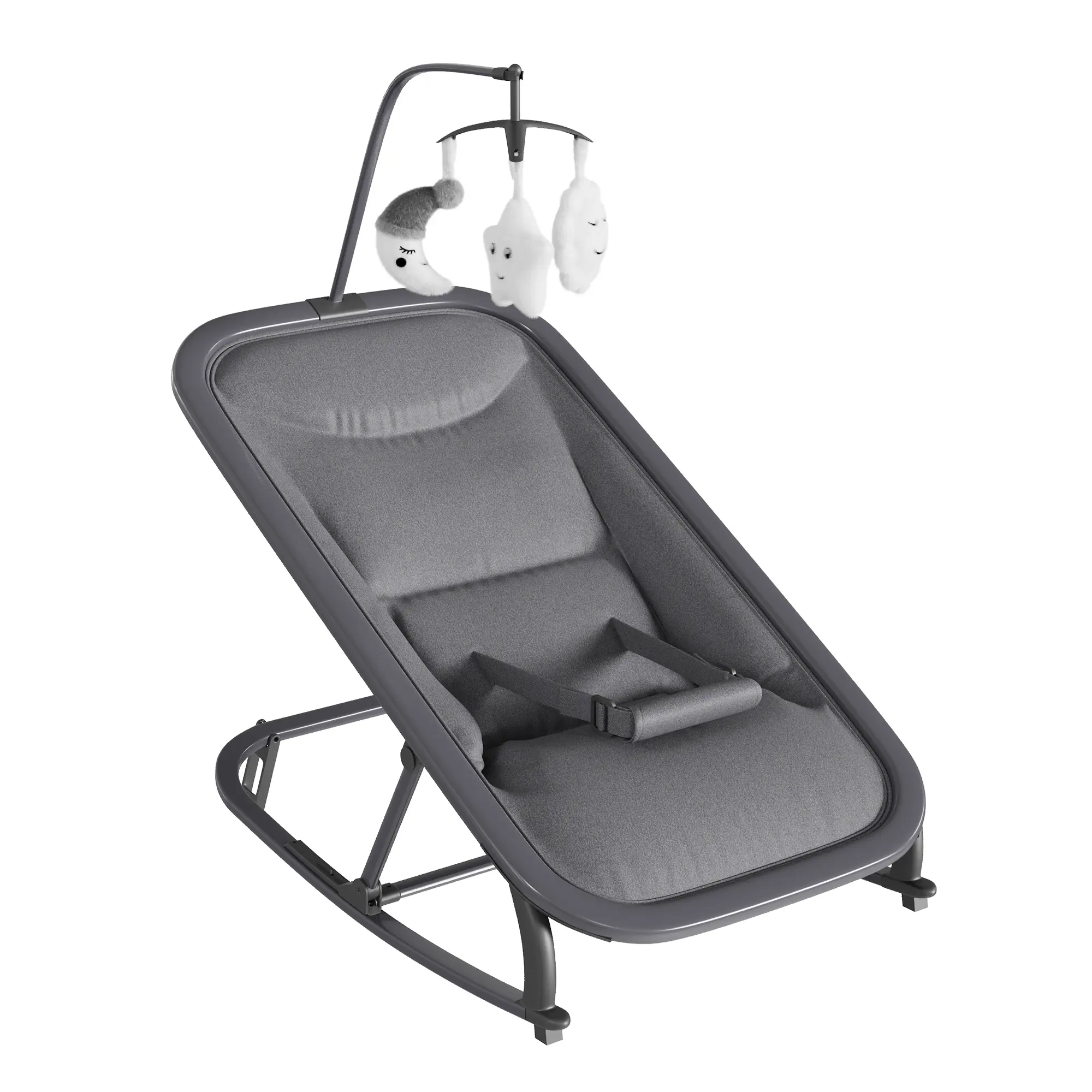 Versatile 2-in-1 Baby Bouncer, Rocker & Swing Chair - 3 Reclining Positions - Lightweight Aluminum Frame - Removable Toy Bar - Machine-Washable Pad - Portable Infant Bouncer Rocker - Grey/Pink