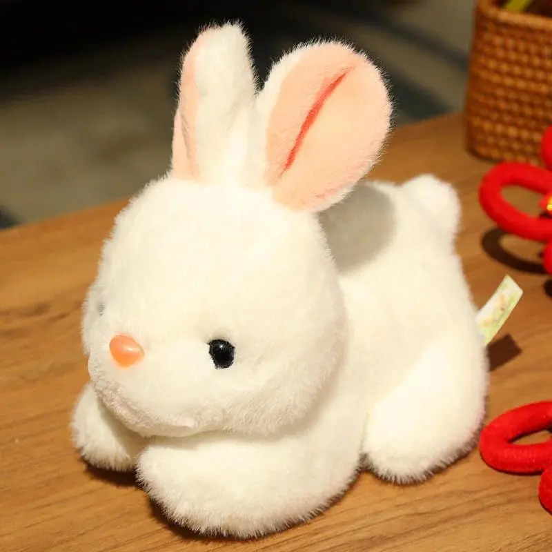 Cute White Rabbit Plush Doll Soft Stuffed Animal Simulation Toy for Children Ideal Mid-Autumn Festival Gift