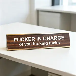F'ER IN CHARGE OF YOU F'ING F'S DESK SIGN – Funny Office Decor Sign decorative plaque gift aluminium metal stepdad warning road Commanders Fan Metal Auto Tag wall bar fun idea